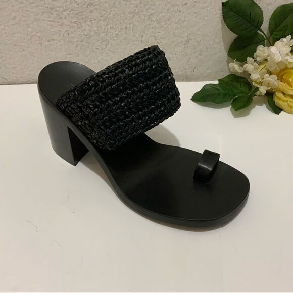 Jil sander heel Woven Raffia Toe-Ring Slide High-Heel Sandals size 40 Italy - Picture 1 of 15